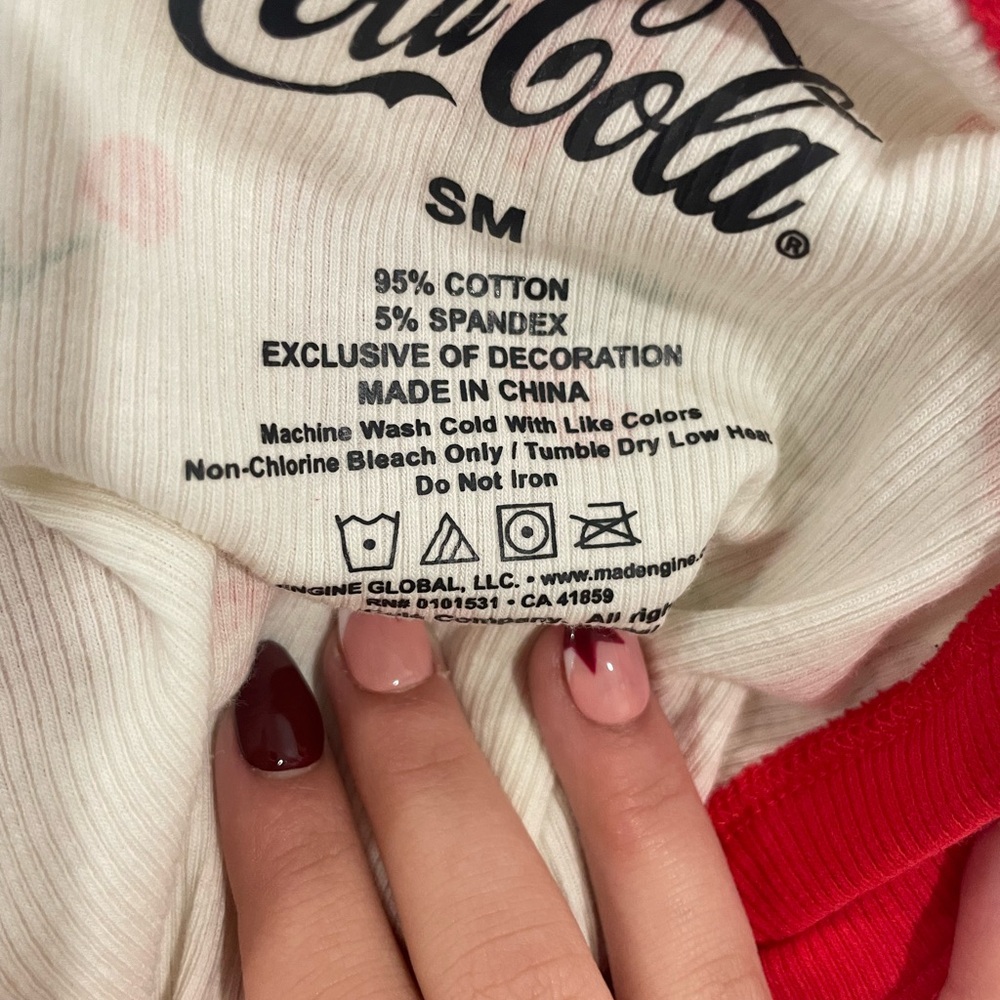 Coca Cola White Fabric Tag with Red Accents